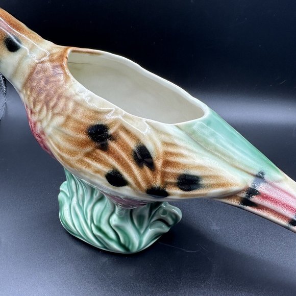 Vintage Bird Planter Pottery USA Ceramic Large 17"x8.5” Pheasant Marked Numbered - Picture 3 of 15